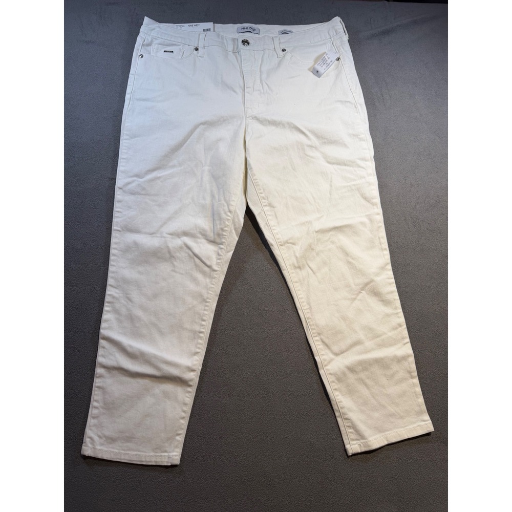 Nine West Gramercy Crop Jeans Womens 16 White Slim Fit Soft Touch Twill Pants